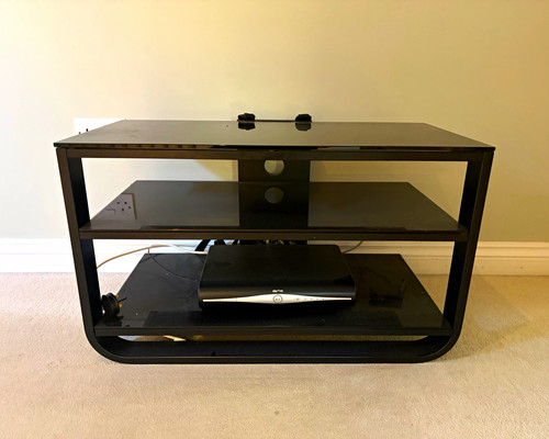 Black glass metal tv stand - glass,