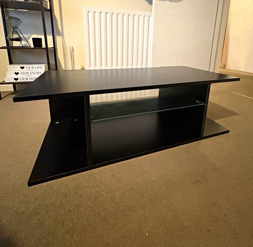 Black stand with glass - black, tv