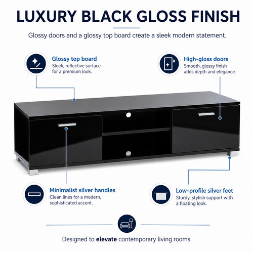 Black gloss stand cabinet - black, tv